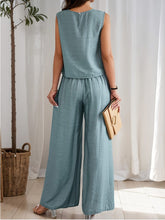 Celeste Luxe Sleeveless Top & Wide-Leg Trousers Set